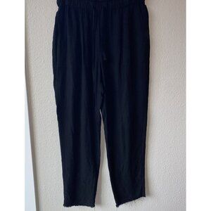 Raquel Allegra Casual Elastic Waist Pants Frayed Hem Pockets Medium SZ 1